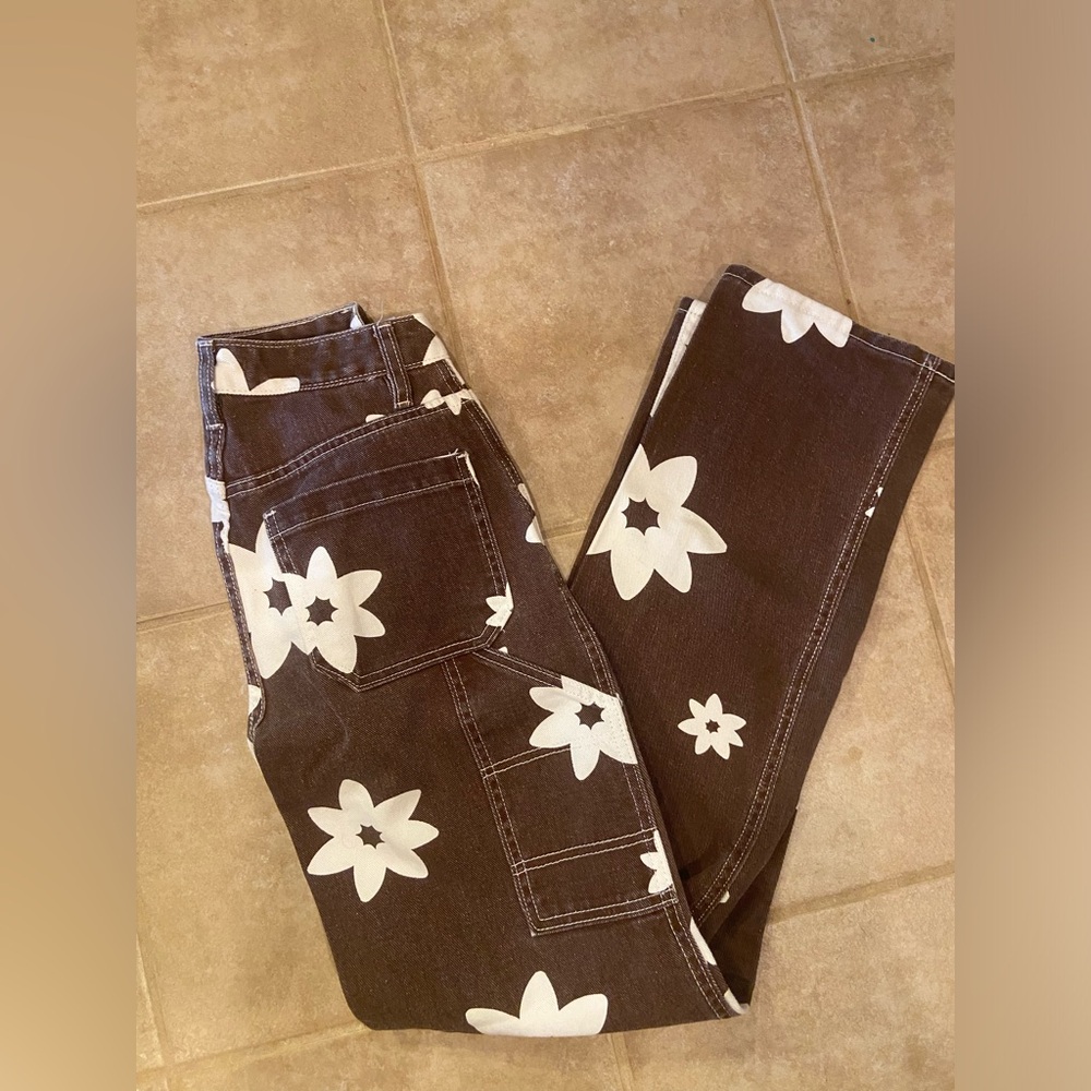 PACSUN Brown Floral Boyfriend Carpenter Jeans size 23